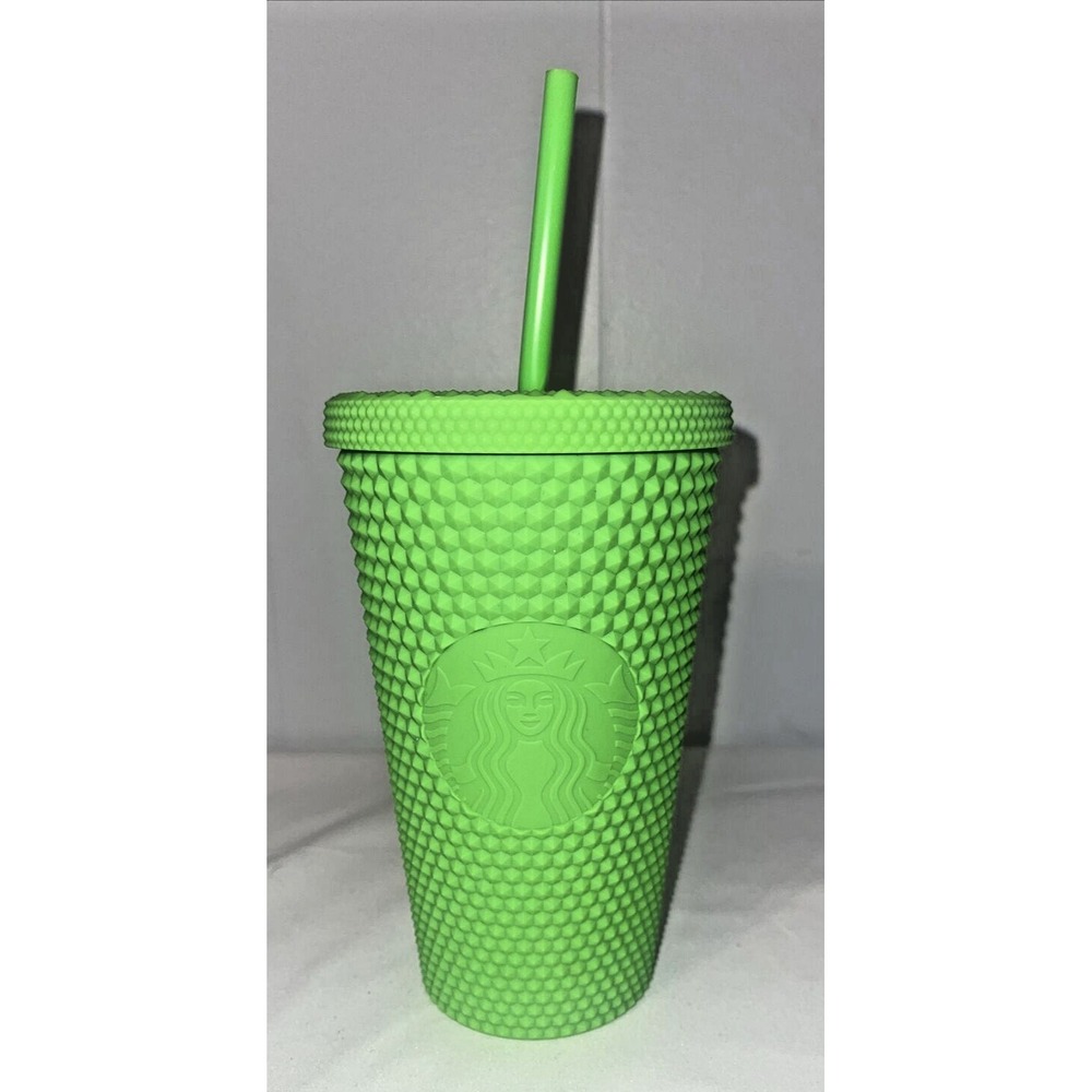 Starbucks Fall neon green 16 oz Studded Bling‎ Grande Tumbler new